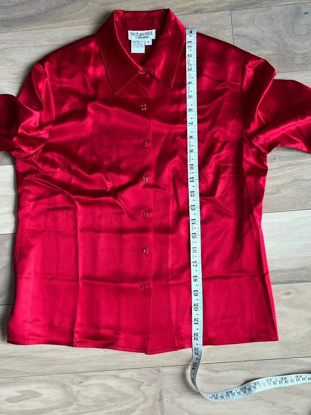 VTG Red Silk Button-Down Blouse Size 4 Feminine Drapey - Picture 8 of 9